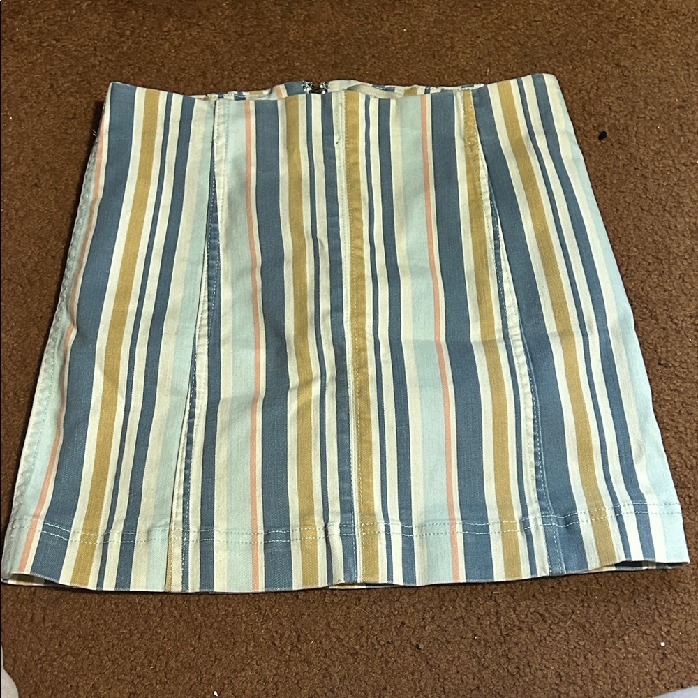 Jolt Blue and Tan Striped Mini Skirt